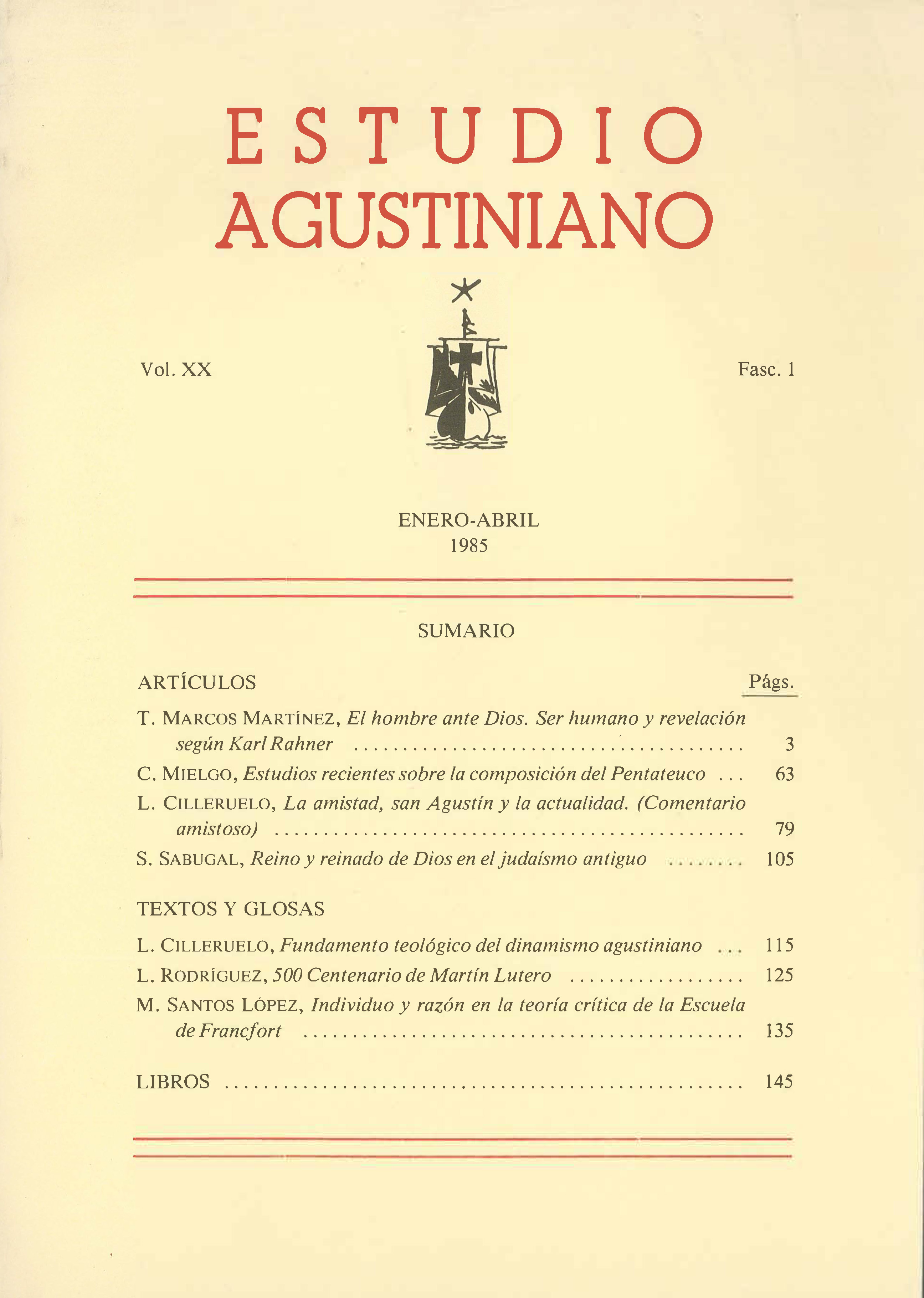 					Ver Vol. 20 Núm. 1 (1985): Estudio Agustiniano
				