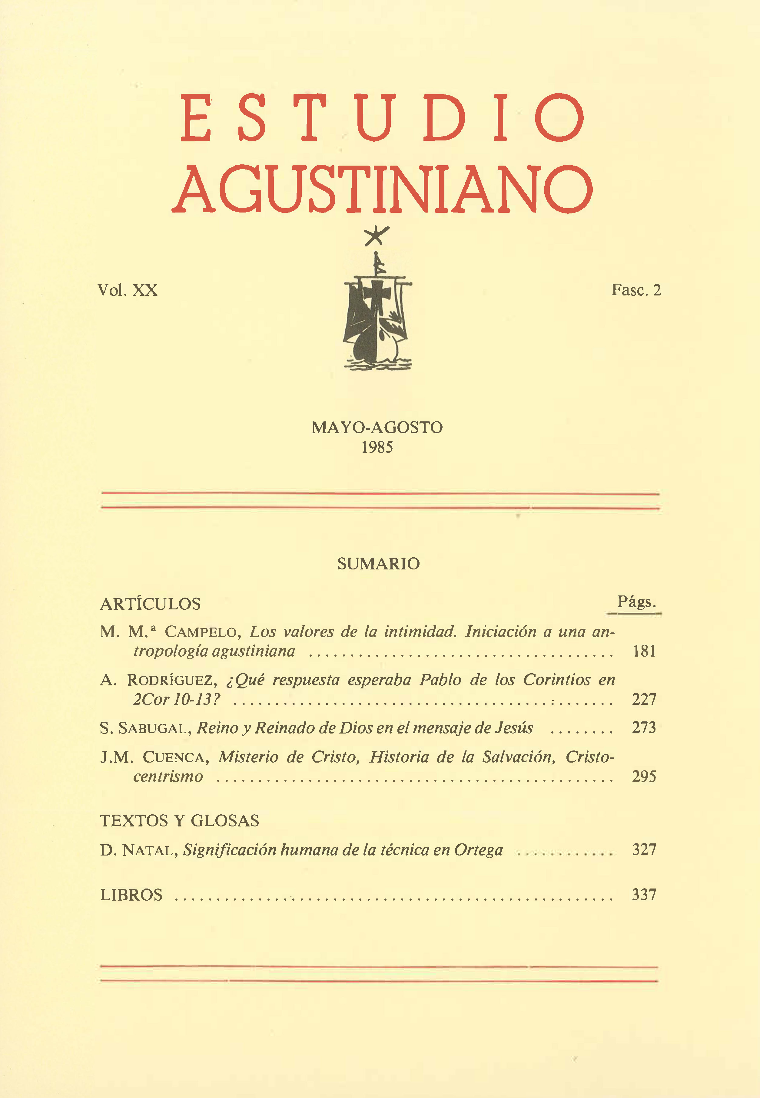 					Ver Vol. 20 Núm. 2 (1985): Estudio Agustiniano
				