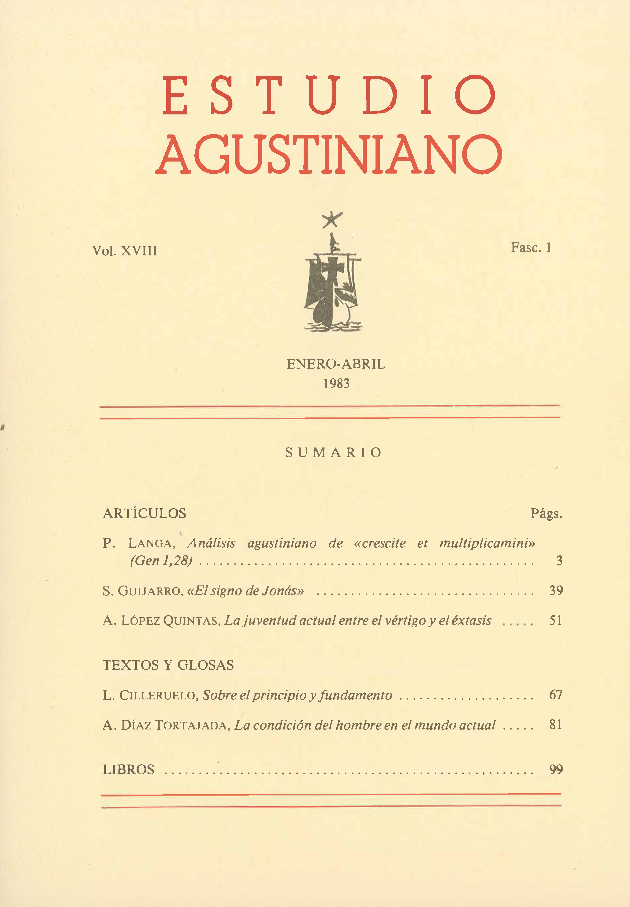 					Ver Vol. 18 Núm. 1 (1983): Estudio Agustiniano
				