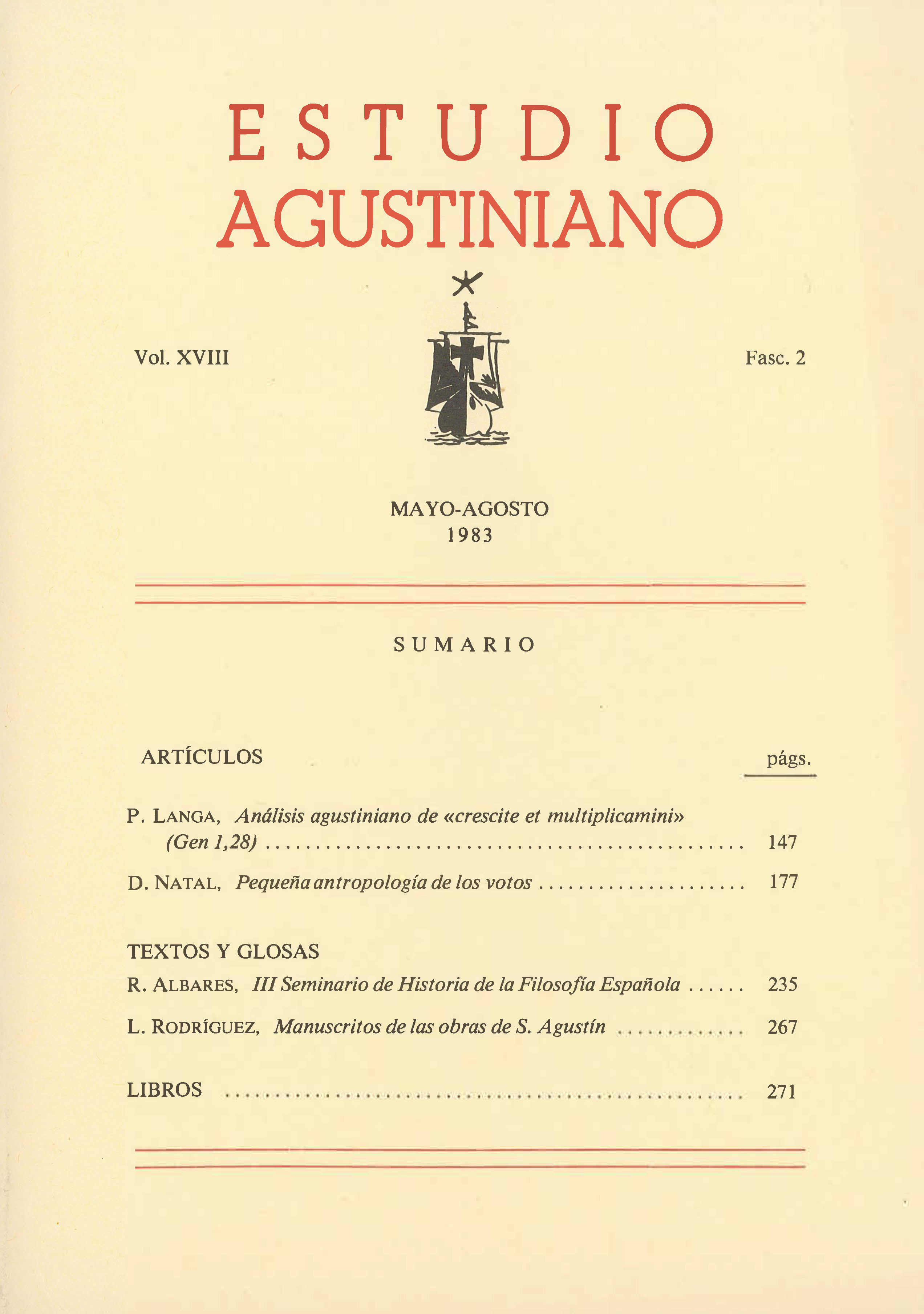 					Ver Vol. 18 Núm. 2 (1983): Estudio Agustiniano
				