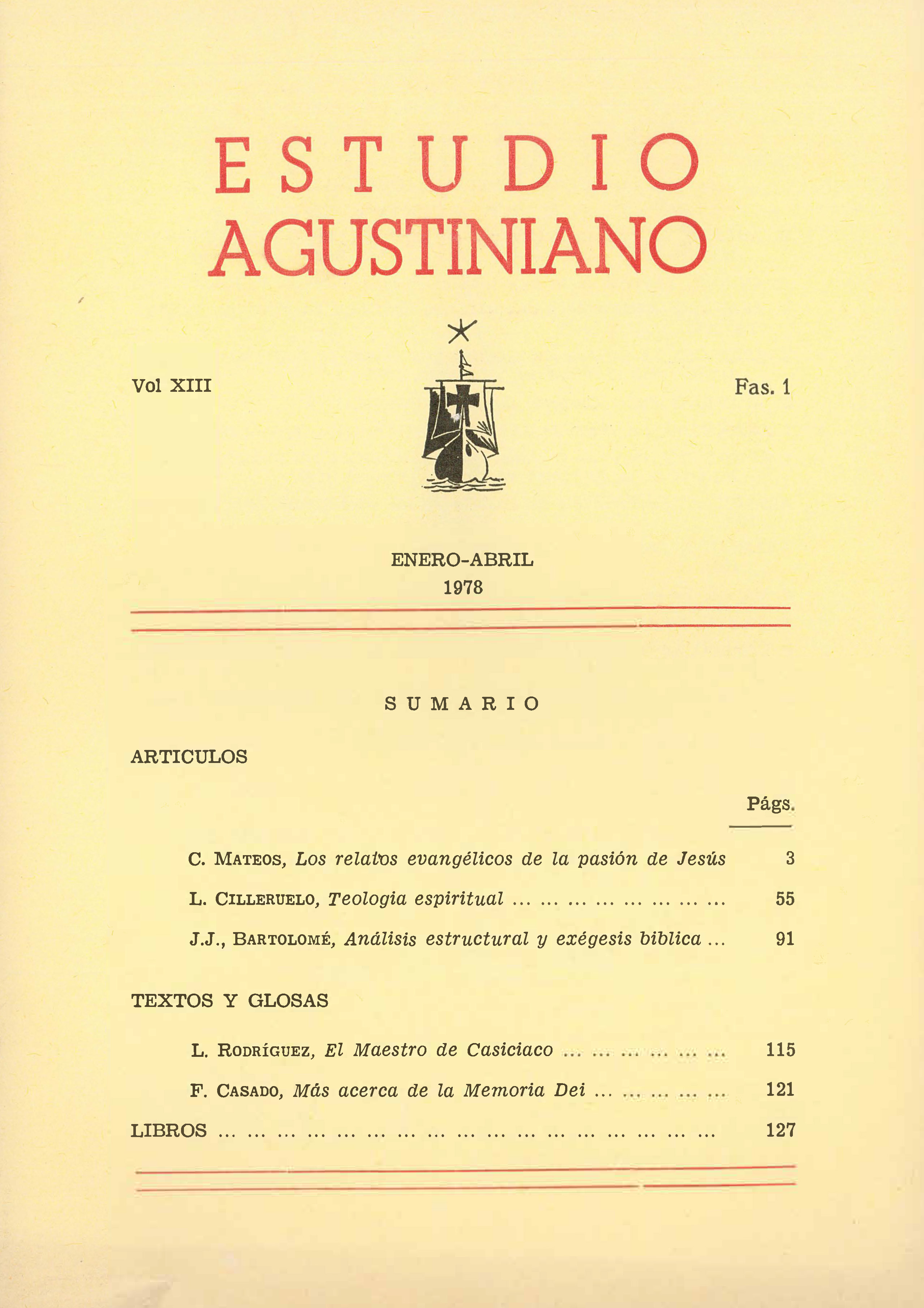 					Ver Vol. 13 Núm. 1 (1978): Estudio Agustiniano
				