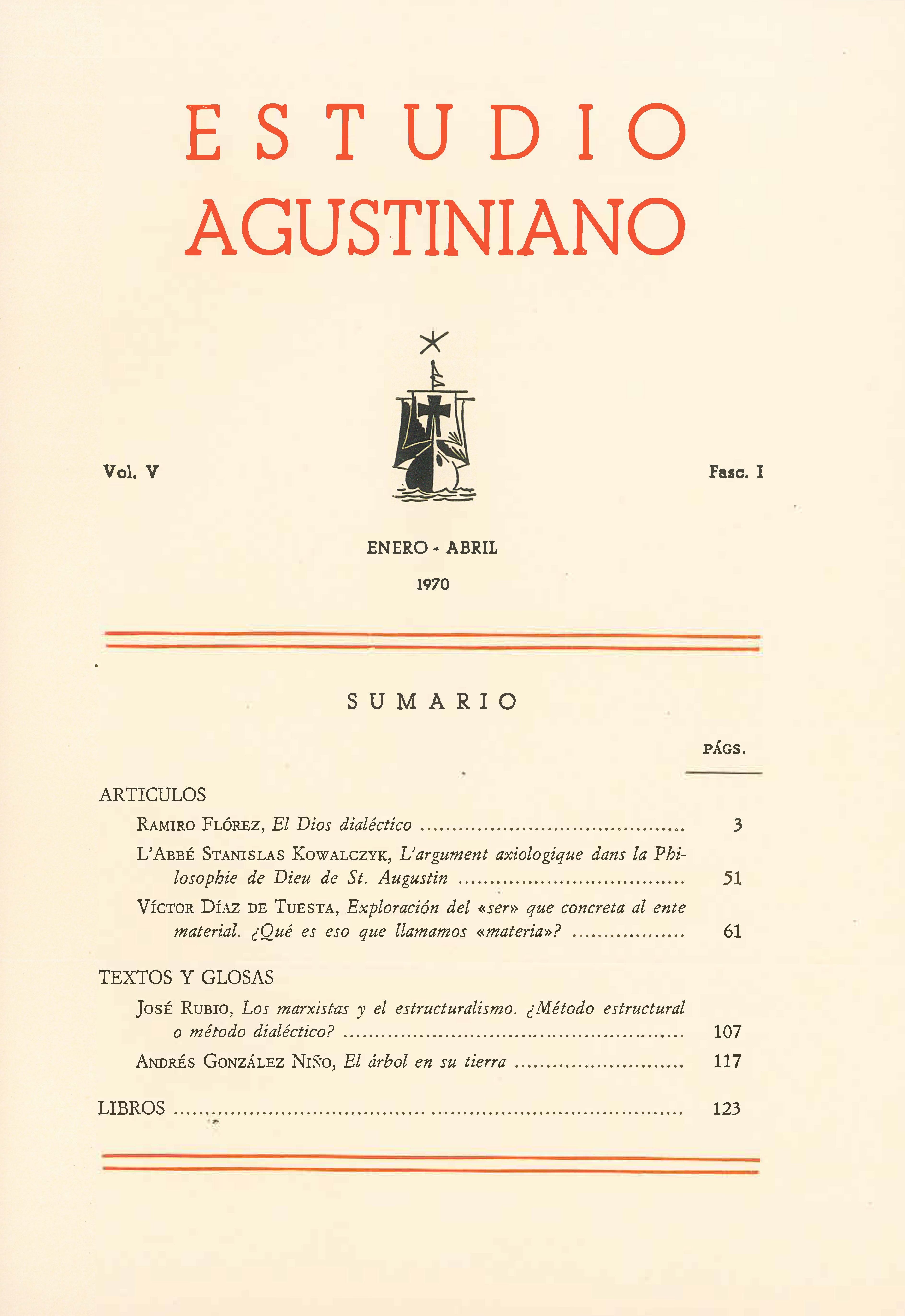 					Ver Vol. 5 Núm. 1 (1970): Estudio Agustiniano
				