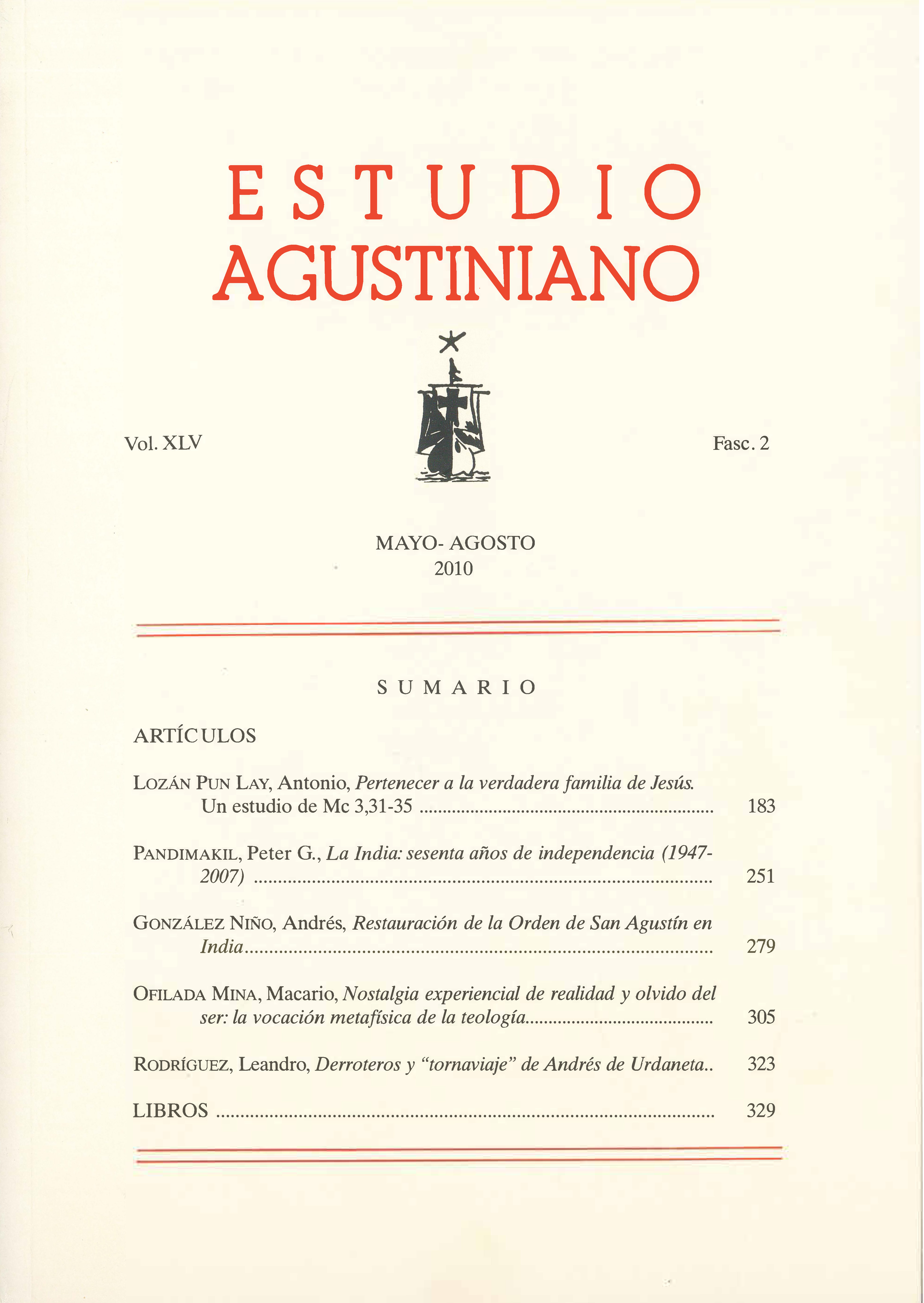 					Ver Vol. 45 Núm. 2 (2010): Estudio Agustiniano
				