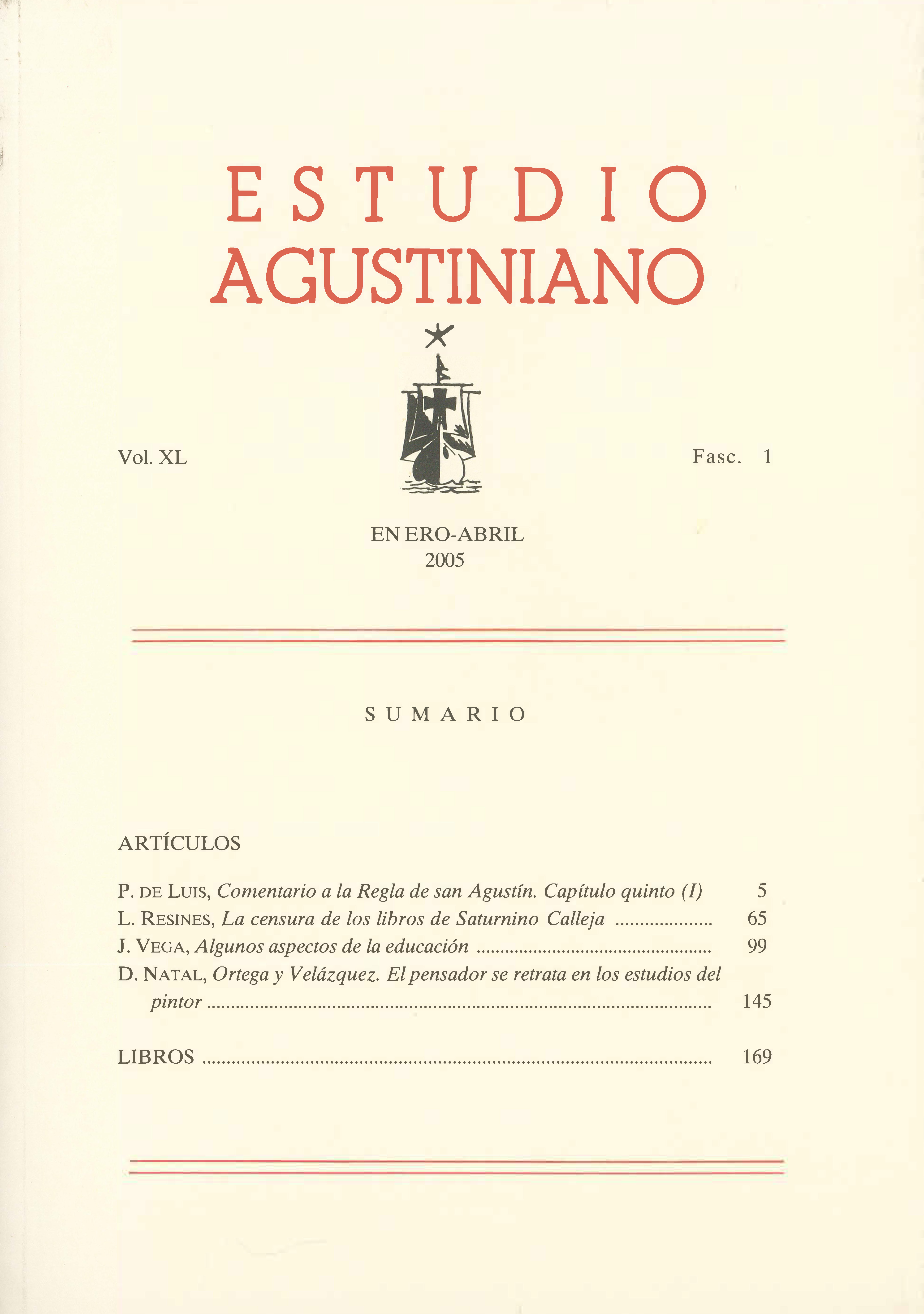 					Ver Vol. 40 Núm. 1 (2005): Estudio Agustiniano
				