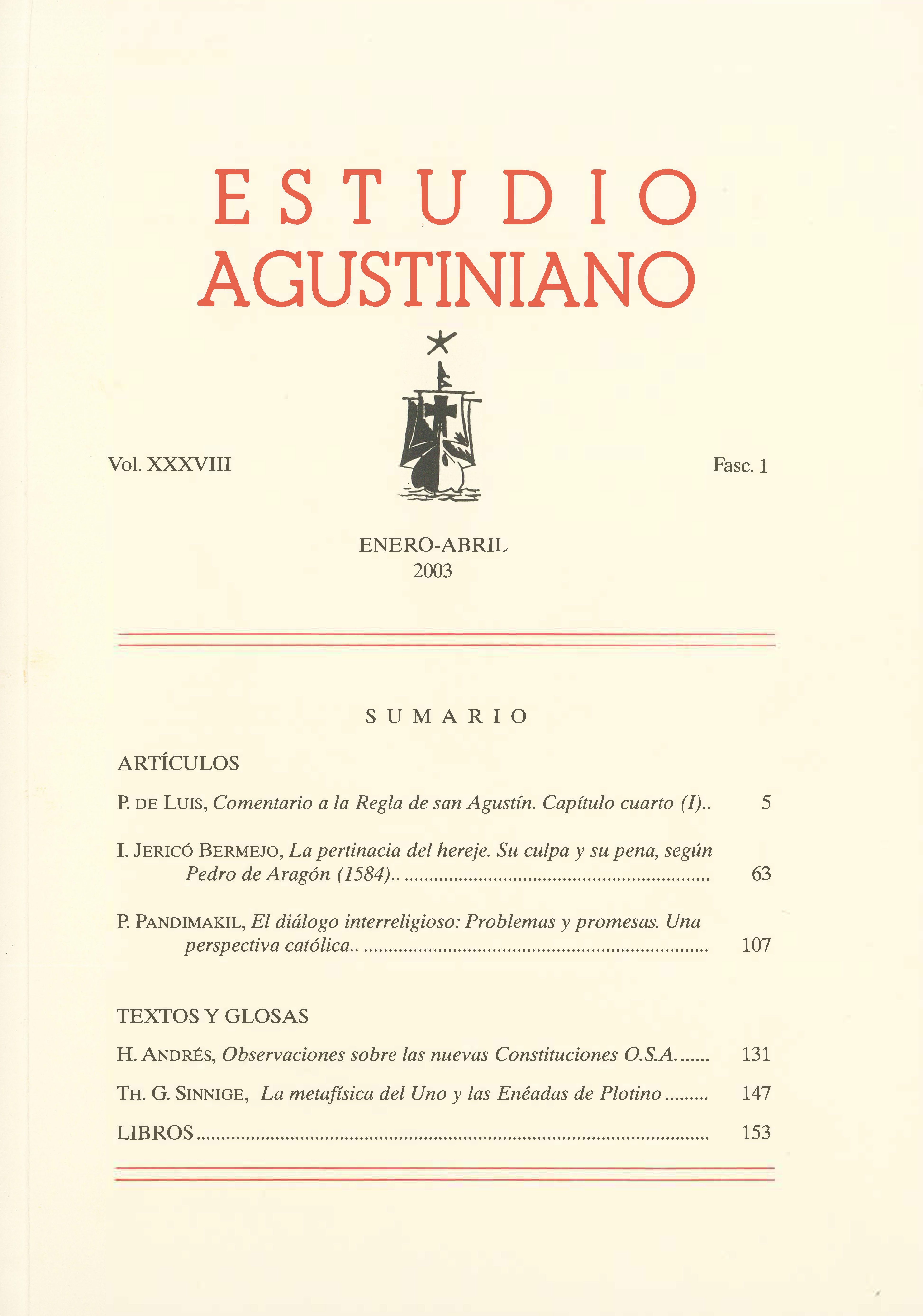 					Ver Vol. 38 Núm. 1 (2003): Estudio Agustiniano
				