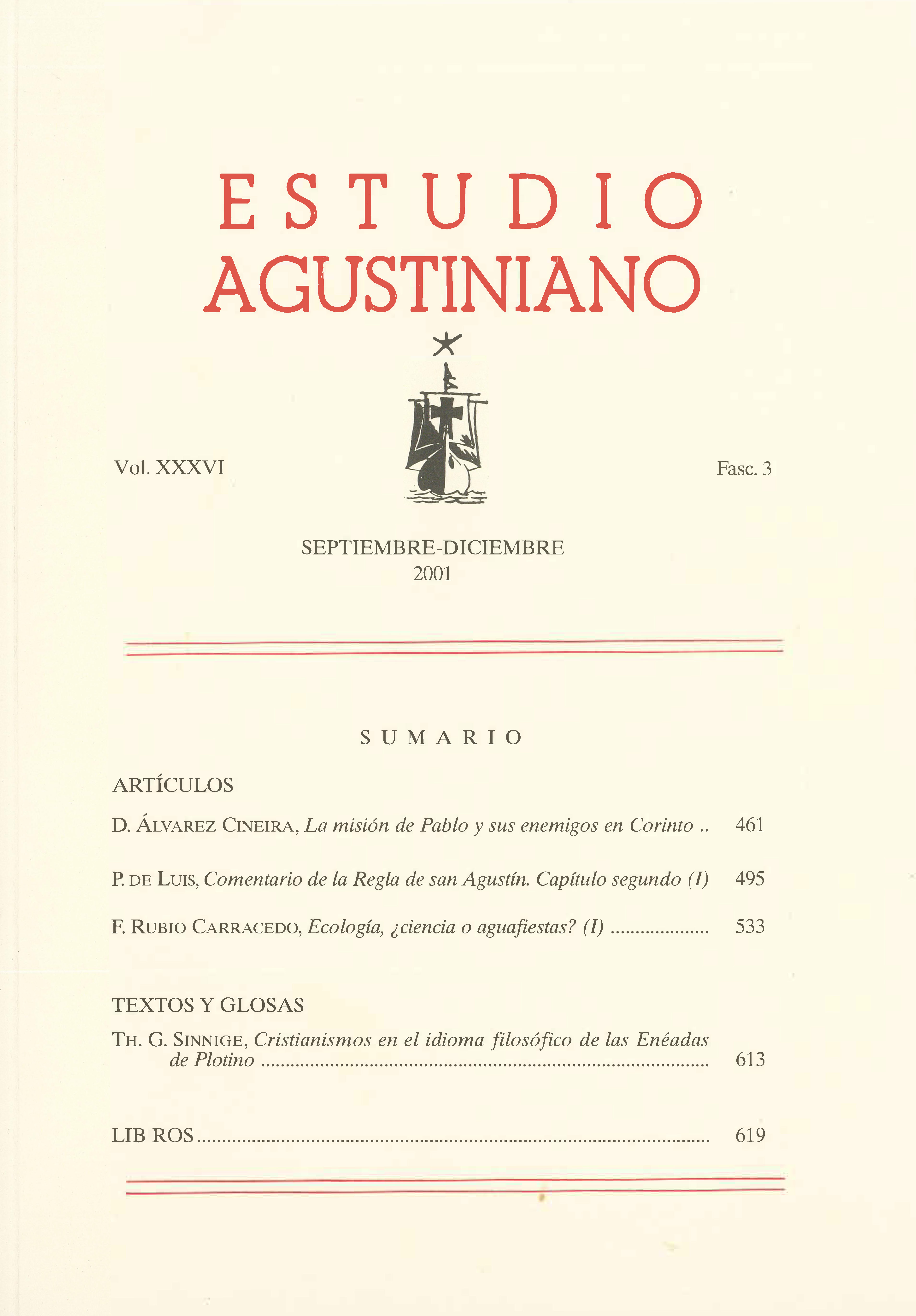 					Ver Vol. 36 Núm. 3 (2001): Estudio Agustiniano
				