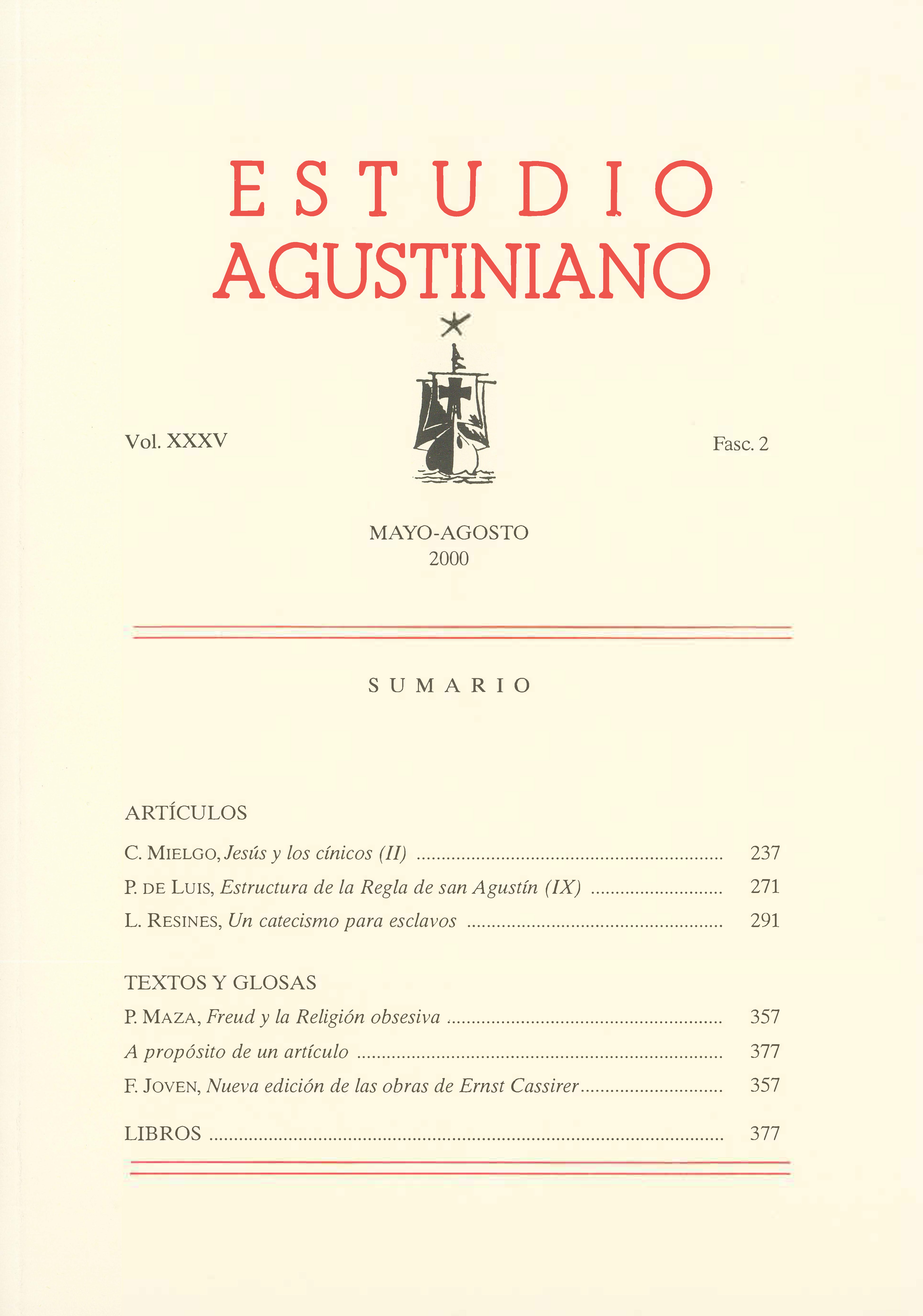 					Ver Vol. 35 Núm. 2 (2000): Estudio Agustiniano
				