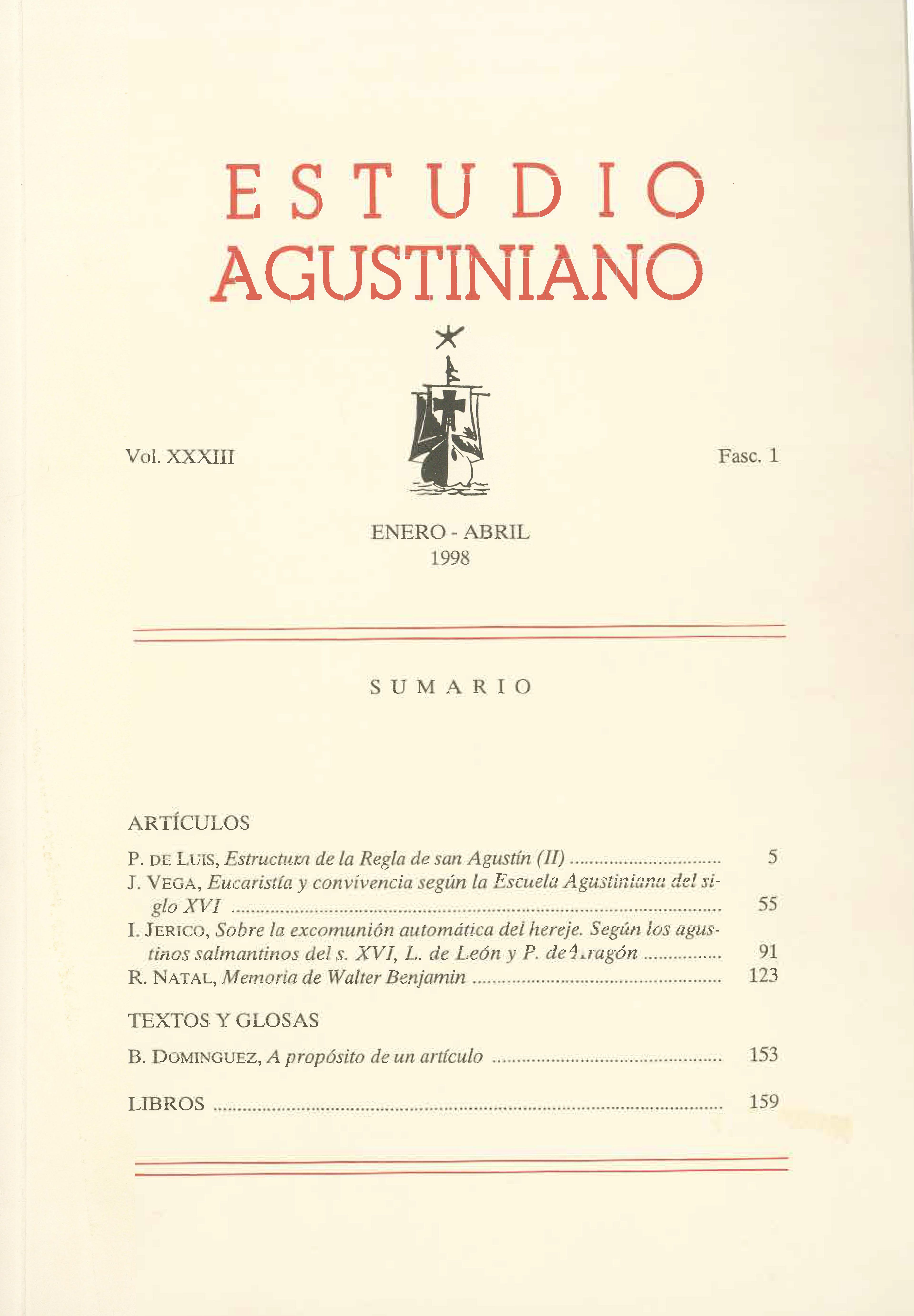 					Ver Vol. 34 Núm. 1 (1999): Estudio Agustiniano
				
