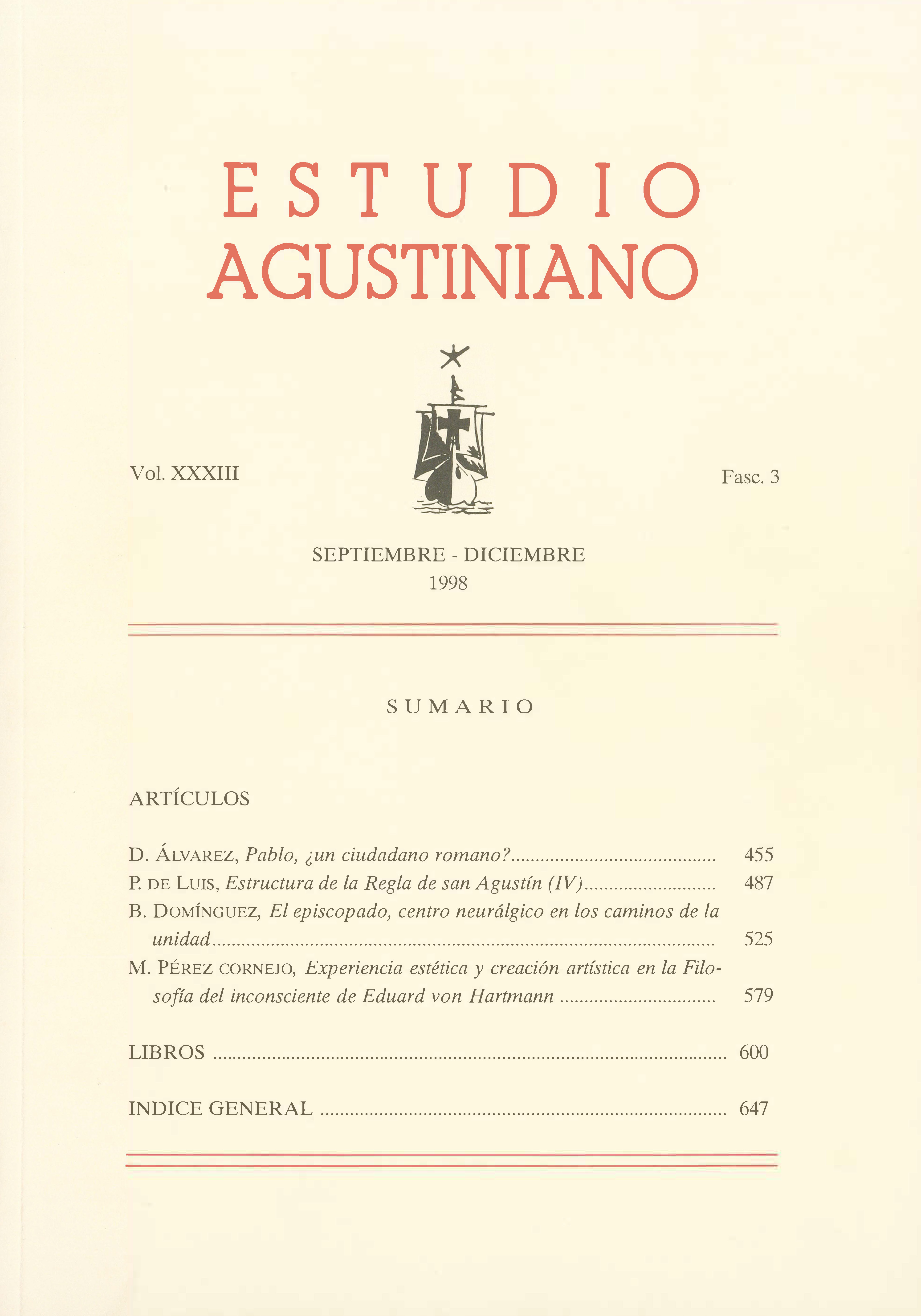 					Ver Vol. 33 Núm. 3 (1998): Estudio Agustiniano
				