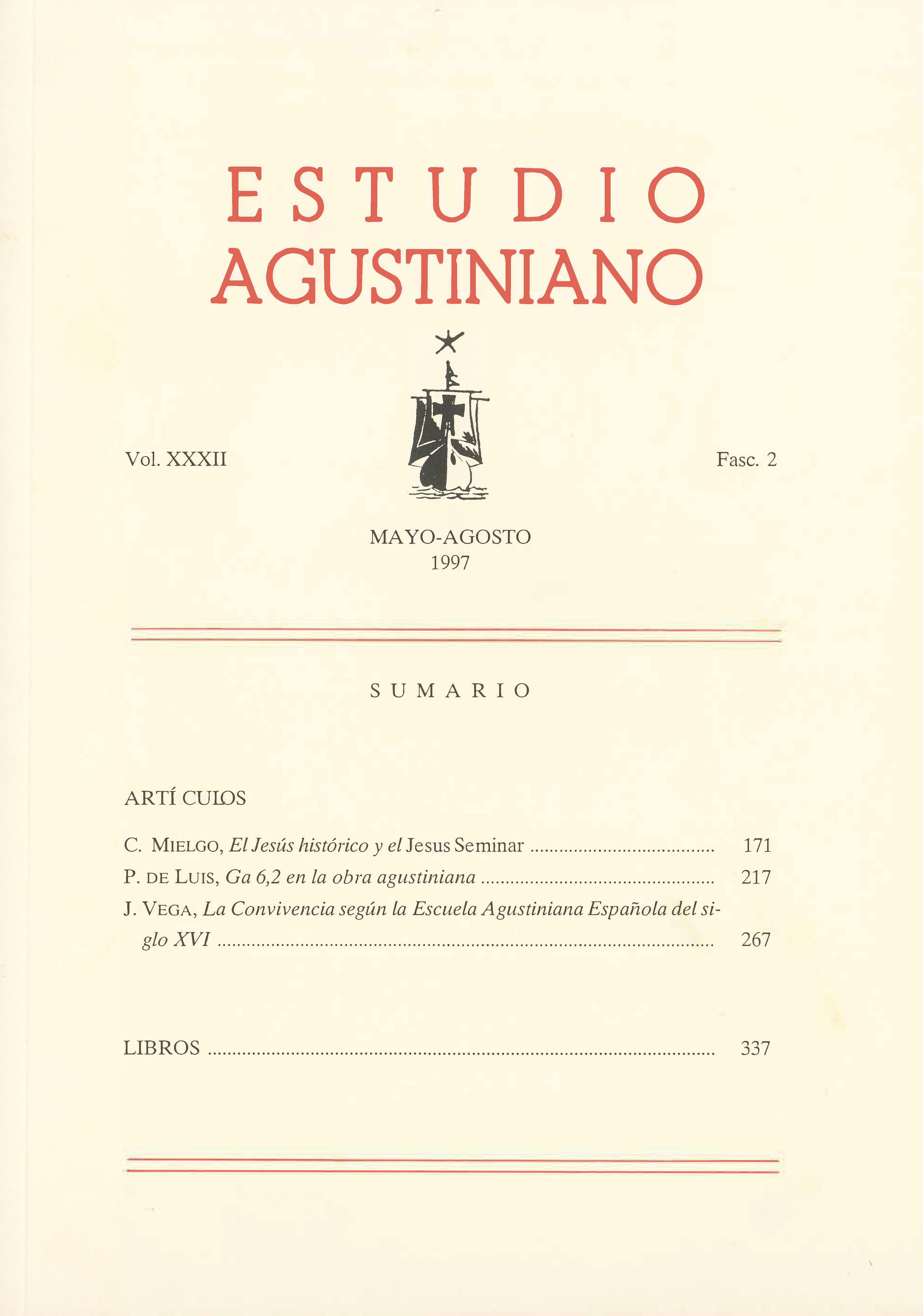 					Ver Vol. 32 Núm. 2 (1997): Estudio Agustiniano
				