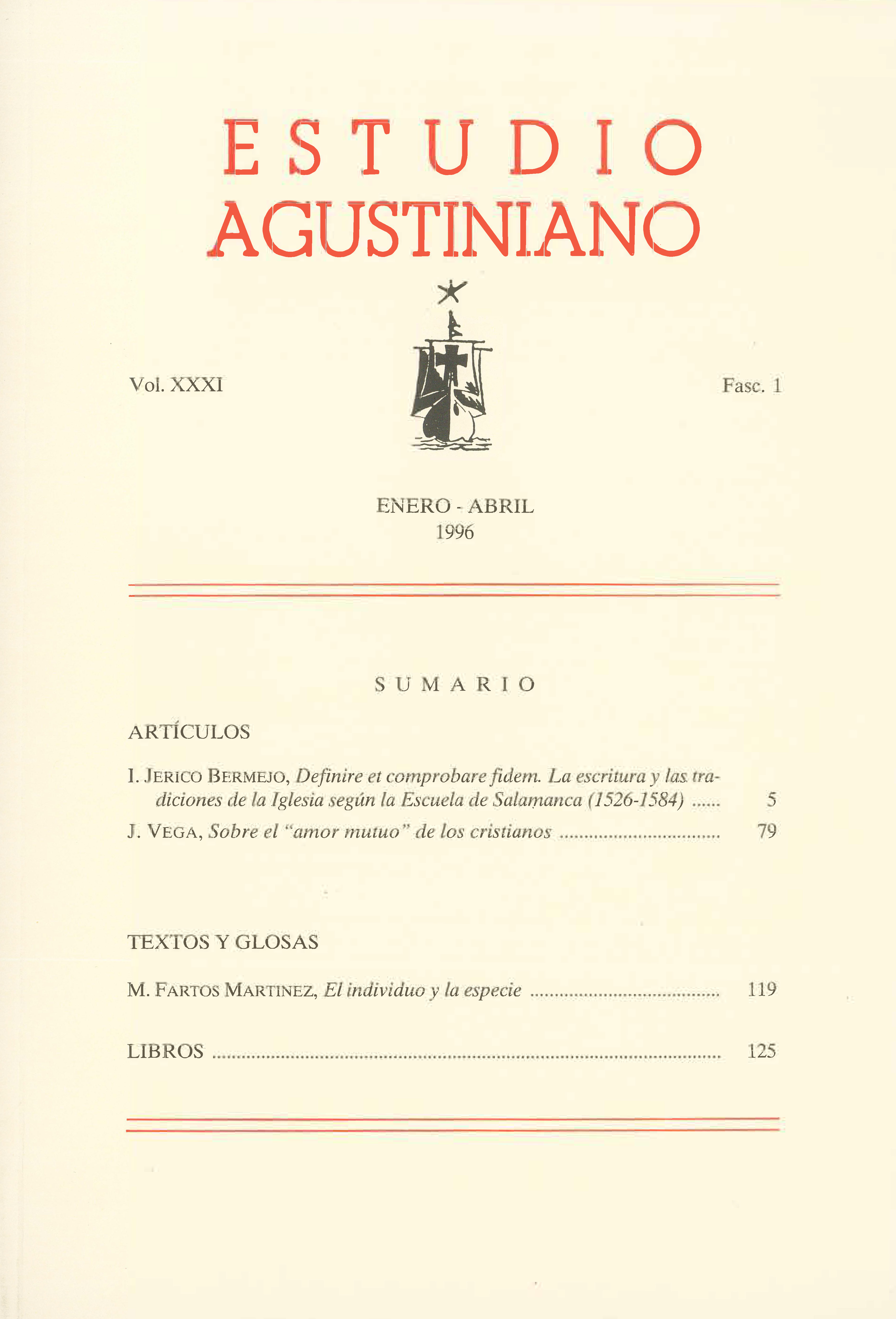 					Ver Vol. 31 Núm. 1 (1996): Estudio Agustiniano
				