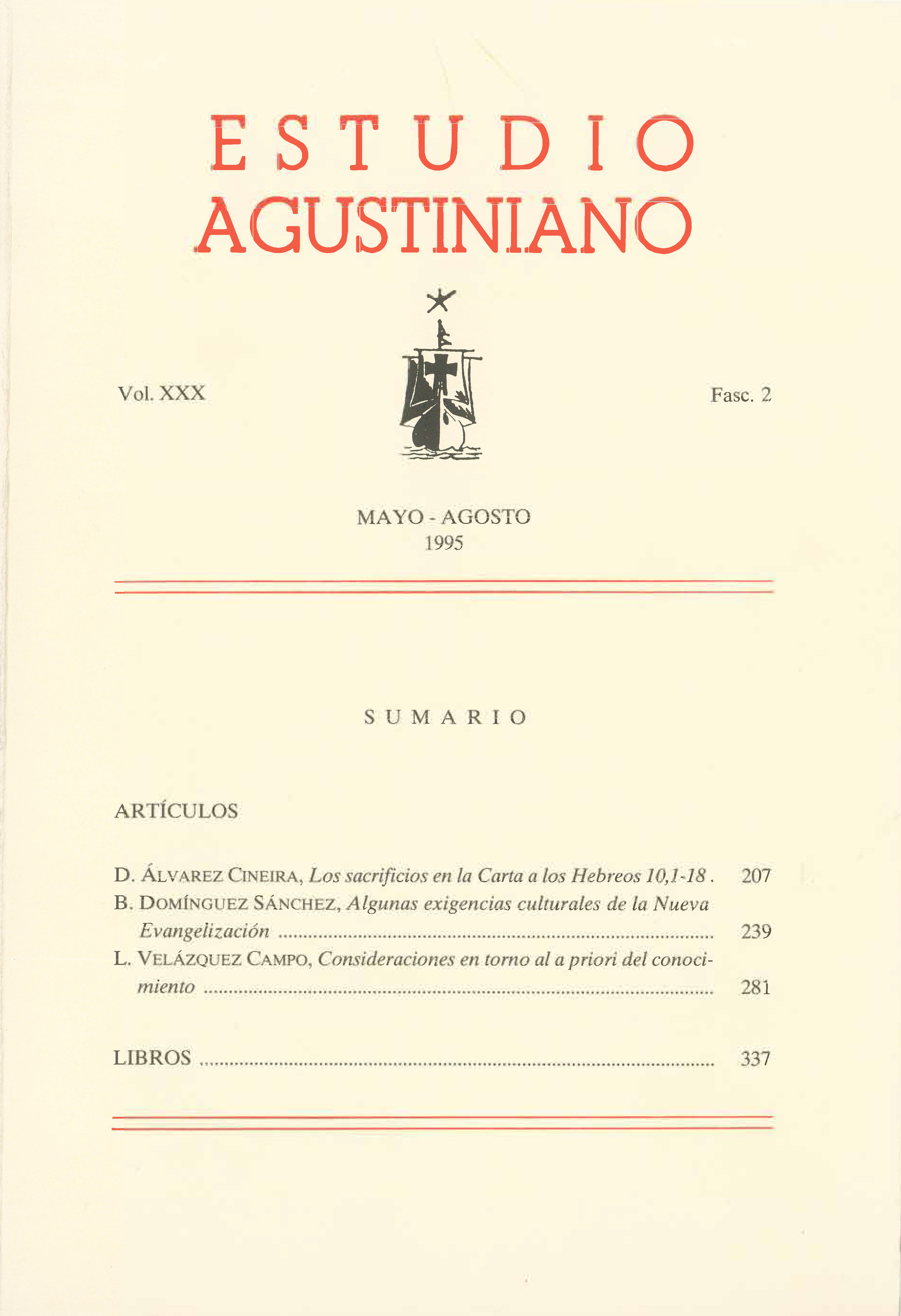 					Ver Vol. 30 Núm. 2 (1995): Estudio Agustiniano
				