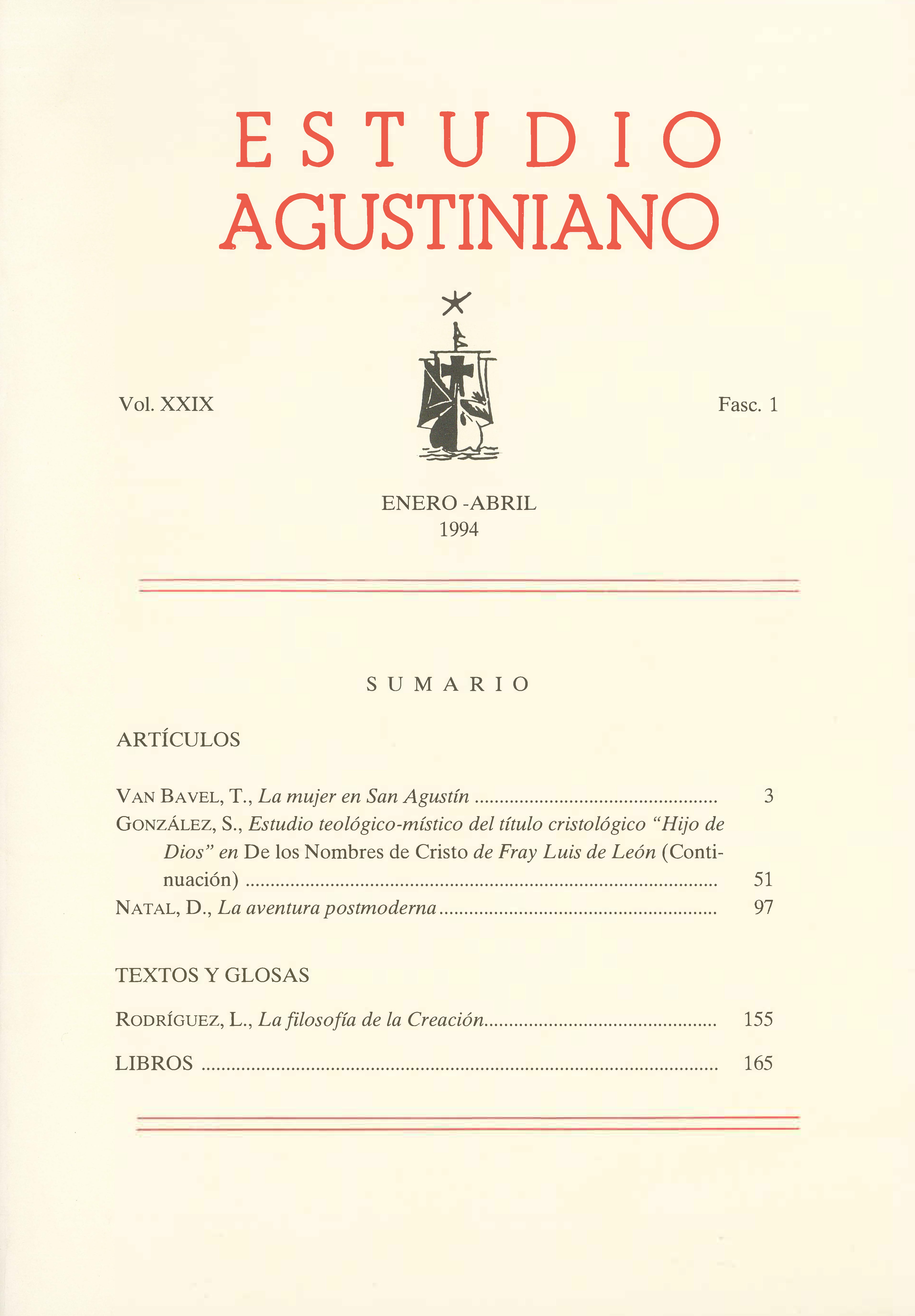 					Ver Vol. 29 Núm. 1 (1994): Estudio Agustiniano
				