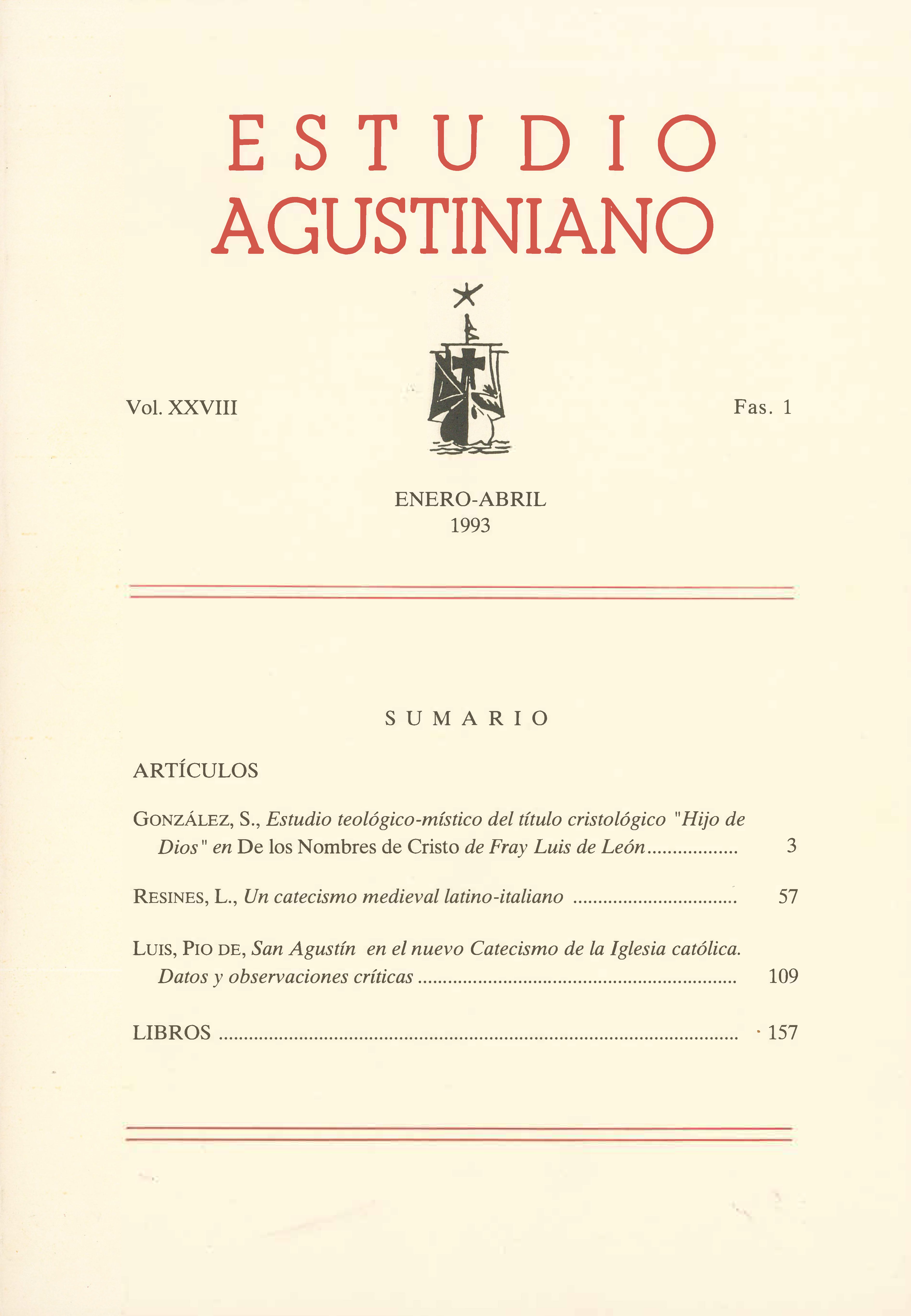 					Ver Vol. 28 Núm. 1 (1993): Estudio Agustiniano
				