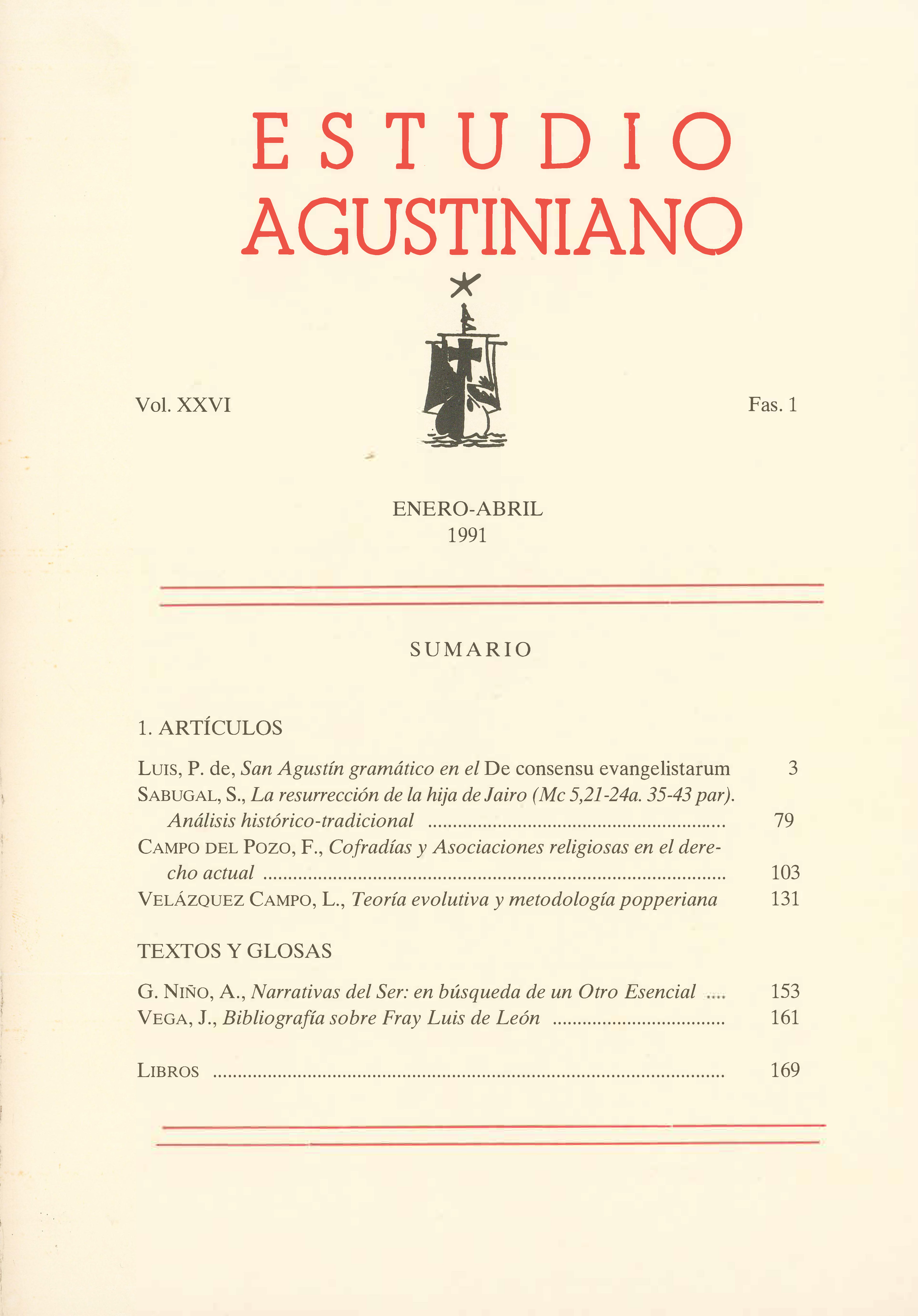 					Ver Vol. 26 Núm. 1 (1991): Estudio Agustiniano
				