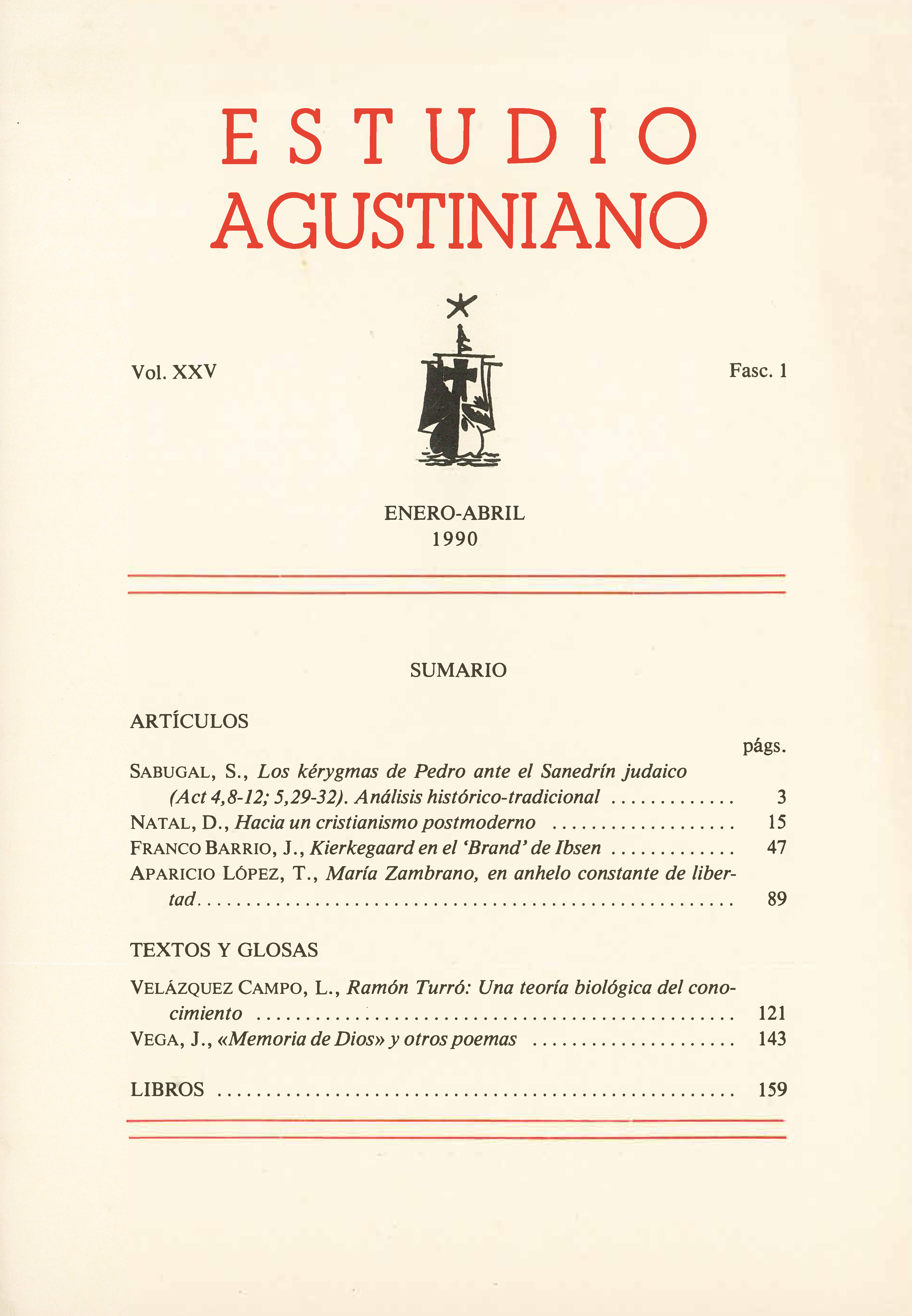 					Ver Vol. 25 Núm. 1 (1990): Estudio Agustiniano
				