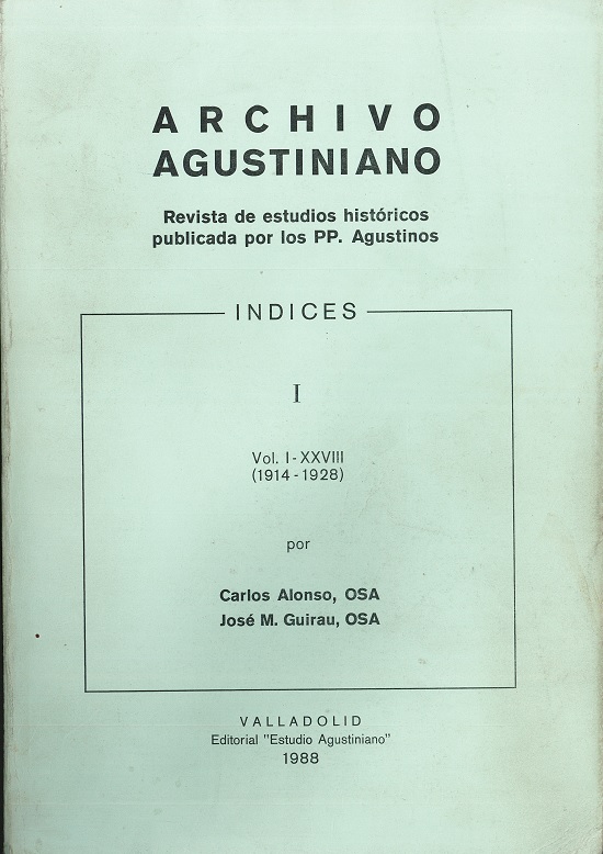 Archivo Agustiniano índices