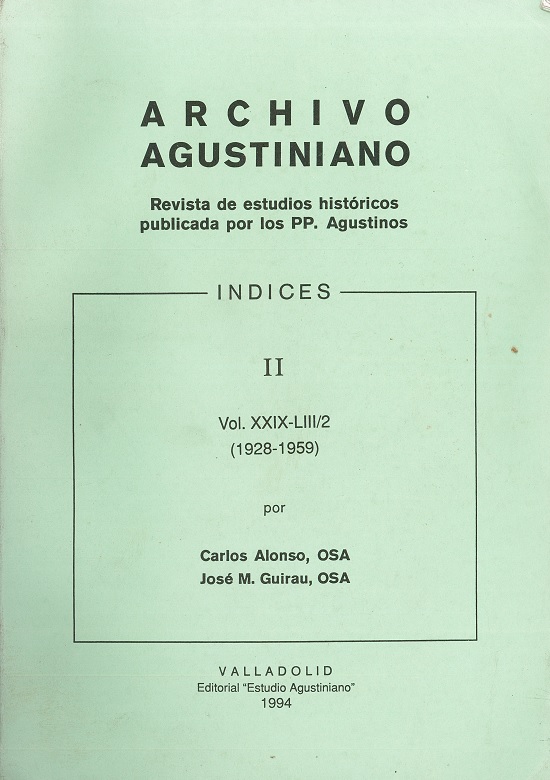 Archivo Agustiniano índices II